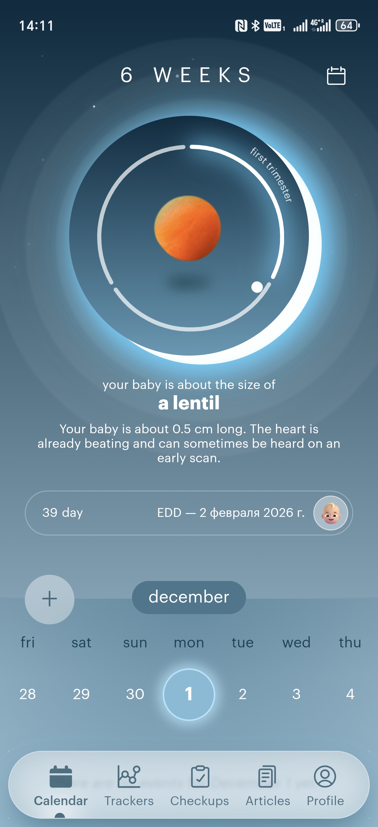 Olisora calendar screenshot